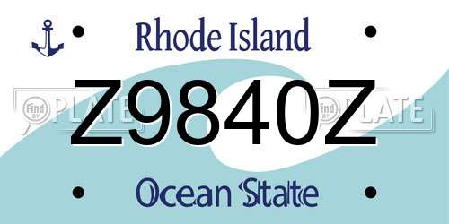 Z9840Z Rhode Island License Plate