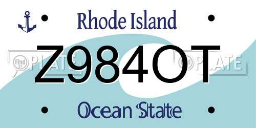 Z984OT Rhode Island License Plate