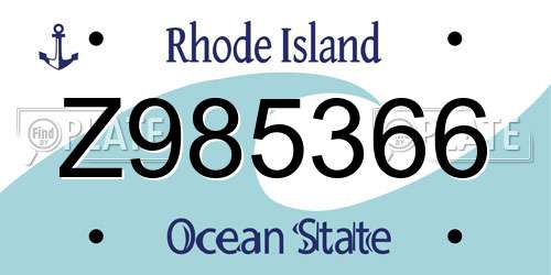Z985366 Rhode Island License Plate