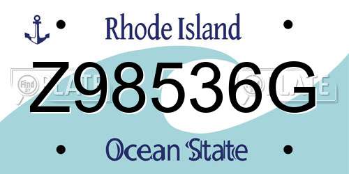 Z98536G Rhode Island License Plate