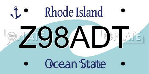 Z98ADT Rhode Island License Plate