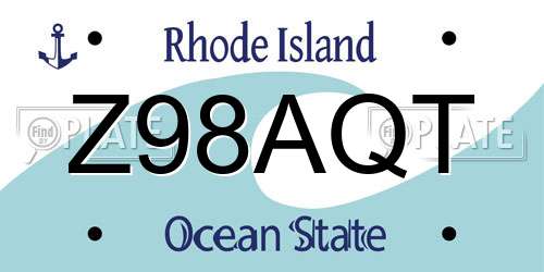 Z98AQT Rhode Island License Plate