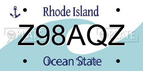 Z98AQZ Rhode Island License Plate