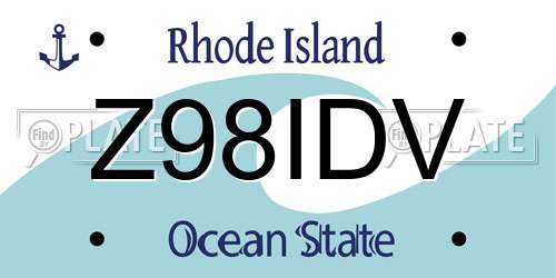 Z98IDV Rhode Island License Plate