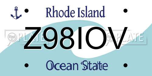 Z98IOV Rhode Island License Plate