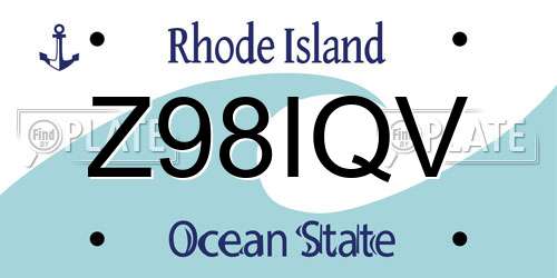 Z98IQV Rhode Island License Plate