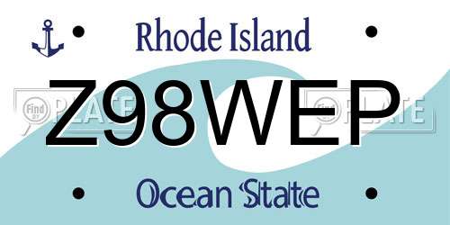 Z98WEP Rhode Island License Plate