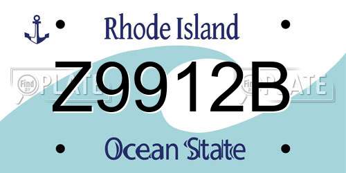 Z9912B Rhode Island License Plate