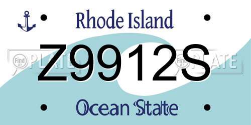 Z9912S Rhode Island License Plate