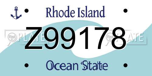 Z99178 Rhode Island License Plate