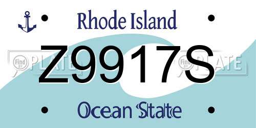 Z9917S Rhode Island License Plate