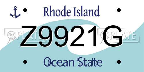 Z9921G Rhode Island License Plate