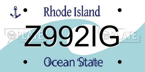 Z992IG Rhode Island License Plate