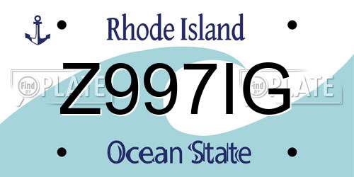 Z997IG Rhode Island License Plate