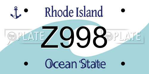 Z998 Rhode Island License Plate