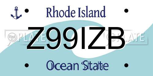 Z99IZB Rhode Island License Plate
