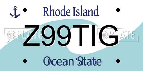 Z99TIG Rhode Island License Plate