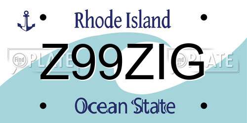 Z99ZIG Rhode Island License Plate