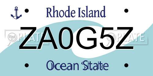 ZA0G5Z Rhode Island License Plate