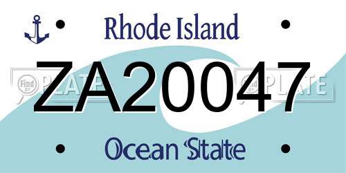 ZA20047 Rhode Island License Plate