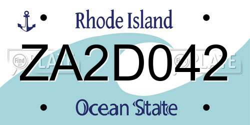 ZA2D042 Rhode Island License Plate