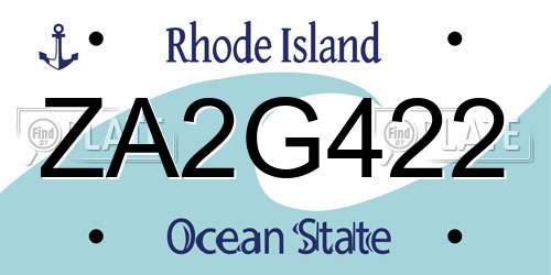 ZA2G422 Rhode Island License Plate