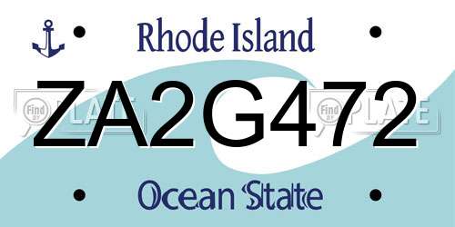 ZA2G472 Rhode Island License Plate