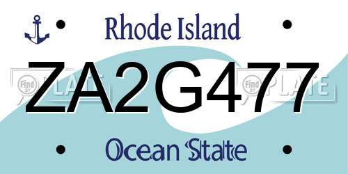 ZA2G477 Rhode Island License Plate