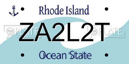 ZA2L2T Rhode Island License Plate