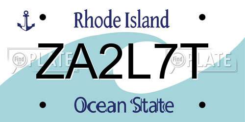 ZA2L7T Rhode Island License Plate