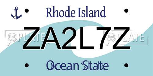ZA2L7Z Rhode Island License Plate
