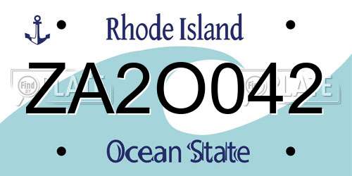 ZA2O042 Rhode Island License Plate
