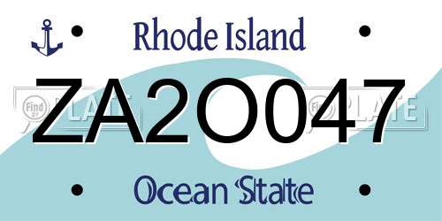 ZA2O047 Rhode Island License Plate