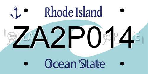 ZA2P014 Rhode Island License Plate
