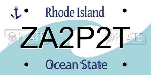 ZA2P2T Rhode Island License Plate