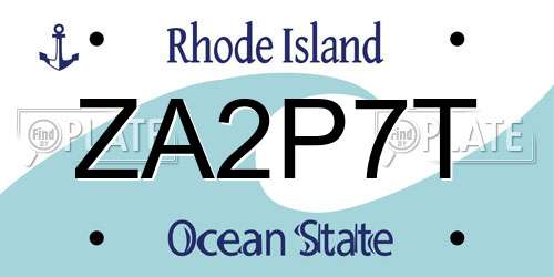 ZA2P7T Rhode Island License Plate