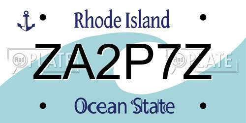 ZA2P7Z Rhode Island License Plate