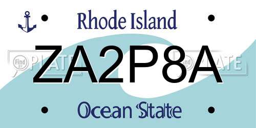 ZA2P8A Rhode Island License Plate