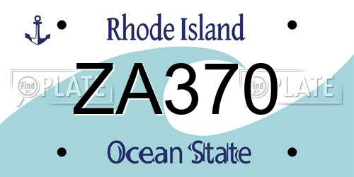ZA370 Rhode Island License Plate