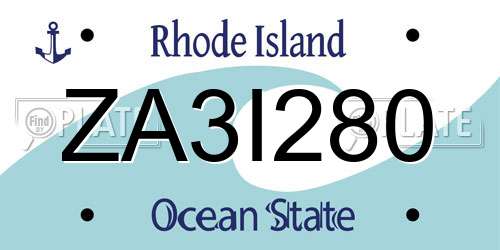 ZA3I280 Rhode Island License Plate