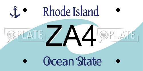 ZA4 Rhode Island License Plate