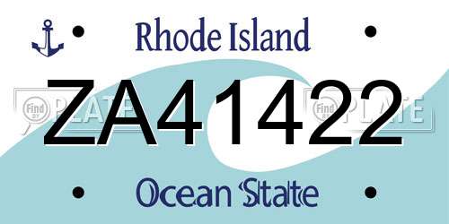 ZA41422 Rhode Island License Plate