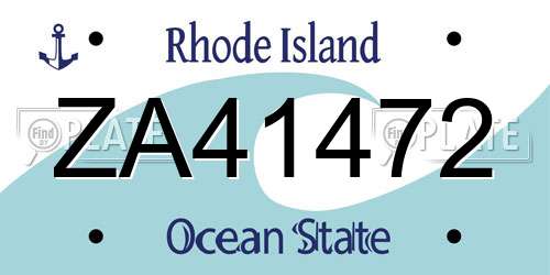 ZA41472 Rhode Island License Plate