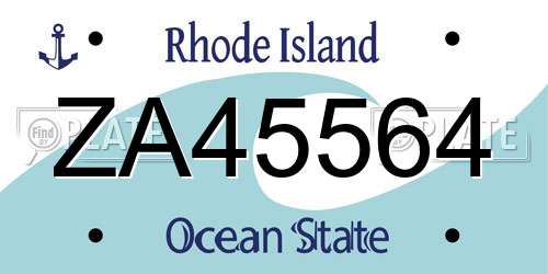 ZA45564 Rhode Island License Plate