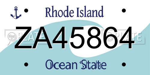 ZA45864 Rhode Island License Plate