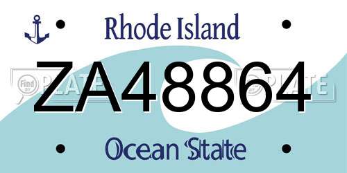 ZA48864 Rhode Island License Plate