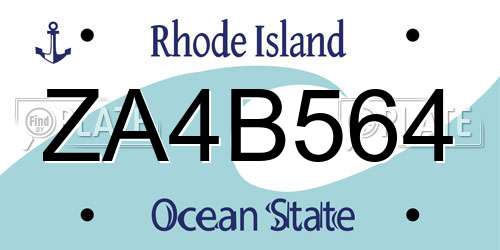 ZA4B564 Rhode Island License Plate