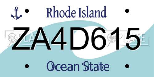 ZA4D615 Rhode Island License Plate