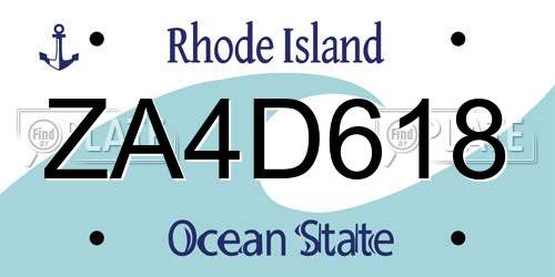 ZA4D618 Rhode Island License Plate