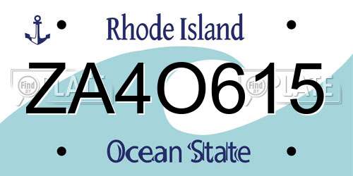 ZA4O615 Rhode Island License Plate